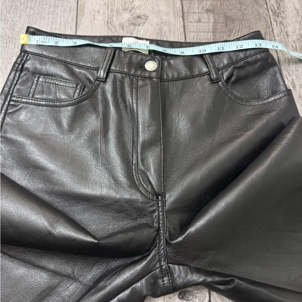 Aritzia Wilfred The Melina Full Length Vegan Faux Leather Straight Pants Black 4 - Picture 6 of 12